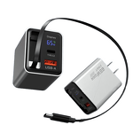 65W Gan Wall Charger Factory - Retractable Cable PD QC3.0 OEM