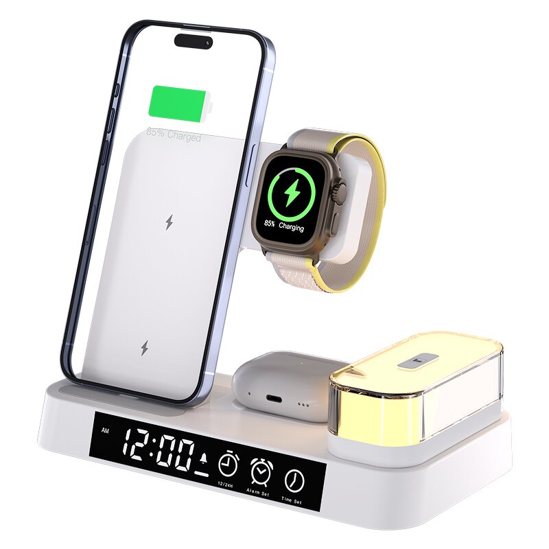 4 in 1 Wireless Charger Supplier - RGB Night Light Alarm Clock OEM
