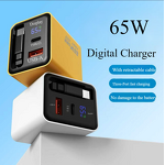 65W Gan Charger with Cable Supplier - Retractable USB C Fast OEM