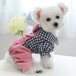 Dog Clothes Manufacturer - OEM/ODM Cute Pink Rabbit Plaid Striped Jumpsuit