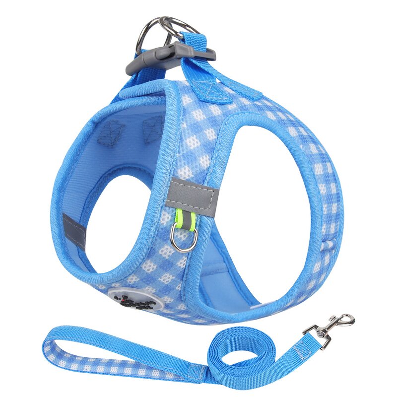 Dog Harness Set Factory - OEM/ODM Custom Logo Colorful Checked Pattern
