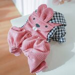 Dog Clothes Manufacturer - OEM/ODM Cute Pink Rabbit Plaid Striped Jumpsuit
