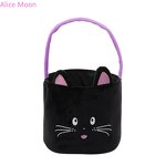 Velvet Halloween Basket Manufacturer - OEM/ODM Cute Pumpkin Face Embroidery Basket