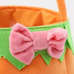 Velvet Halloween Basket Manufacturer - OEM/ODM Cute Pumpkin Face Embroidery Basket