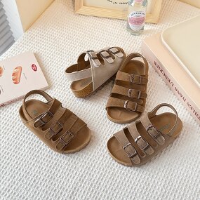 Cork Sandals Manufacturer - OEM/ODM Retro Suede Leather Triple Buckle Slides