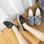 Loafers Factory - OEM/ODM Glitter Sequined Bow Tie Platform Walking Shoes