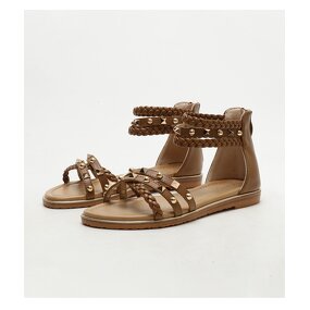 Flat Sandals Manufacturer - OEM/ODM Retro Ethnic Rivet Weaving Open Toe