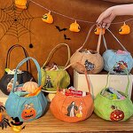 Tote Bucket Bag Manufacturer - OEM/ODM Small Size Witch Pumpkin Print Basket