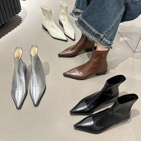 Ankle Boots Manufacturer - OEM/ODM Fashion Patent PU Suede Patchwork Boots