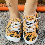 Canvas Sneakers Manufacturer - OEM/ODM Halloween Pumpkin Bat Print Flat Shoes