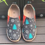 Canvas Shoes Manufacturer - OEM/ODM Christmas Santa Deer Print Loafers Sneakers