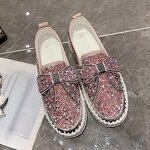 Loafers Factory - OEM/ODM Glitter Sequined Bow Tie Platform Walking Shoes