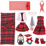 Doll Clothing Factory - OEM/ODM Cute Plaid Christmas Elf Doll Pajamas Set