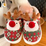 Cotton Slippers Factory - OEM/ODM Christmas 3D Deer Pattern Furry Slippers