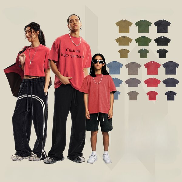 T-shirt Manufacturer - OEM/ODM Retro 230g Cotton Parent-child Round Neck