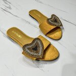 Lady Sandals Manufacturer - OEM/ODM Diamond Beaded Heart Buckle Open Toe