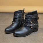 Ankle Boots Factory - OEM/ODM England Style Rivet Cross Strap Boots