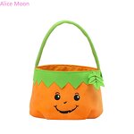 Velvet Halloween Basket Manufacturer - OEM/ODM Cute Pumpkin Face Embroidery Basket