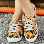 Canvas Sneakers Manufacturer - OEM/ODM Halloween Pumpkin Bat Print Flat Shoes