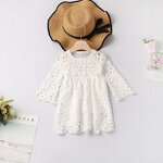 White Dresses Factory - OEM/ODM Cute Mommy and Me Hollow Out Lace Long Sleeve