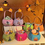 Tote Bucket Bag Manufacturer - OEM/ODM Small Size Witch Pumpkin Print Basket