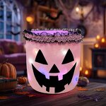 Halloween Basket Manufacturer - OEM/ODM Custom Pumpkin Print Ruffle LED Bucket