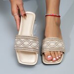 Flat Slipper Factory - OEM/ODM Bohemia Floral Diamond Beaded Cross Strap