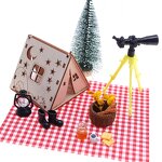 Dollhouse Accessories Factory - OEM/ODM Christmas Mini Wooden House Plaid Set