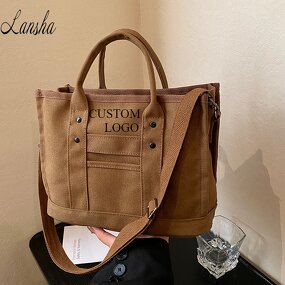 Canvas Shoulder Bag Factory - OEM/ODM Vintage Custom Logo Versatile Shopping Bag