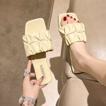 Flat Slippers Factory - OEM/ODM Wholesale Ruffle Folded PU Leather Slippers