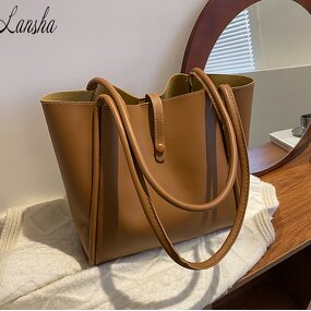 PU Leather Tote Bag Manufacturer - OEM/ODM Korean Simple Retro Brown Shoulder Bag