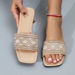 Flat Slipper Factory - OEM/ODM Bohemia Floral Diamond Beaded Cross Strap