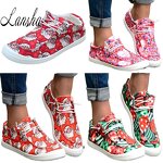 Canvas Sneakers Manufacturer - OEM/ODM Soft Sole Santa Print Lace Up Boat Shoes
