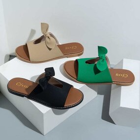 Open Toe Sandals Factory - OEM/ODM High Quality Leather Bow Ties Slipper