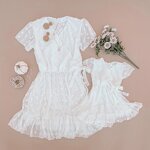 Mother Daughter Dress Manufacturer - OEM/ODM Short Flutter Sleeve Cotton Lace