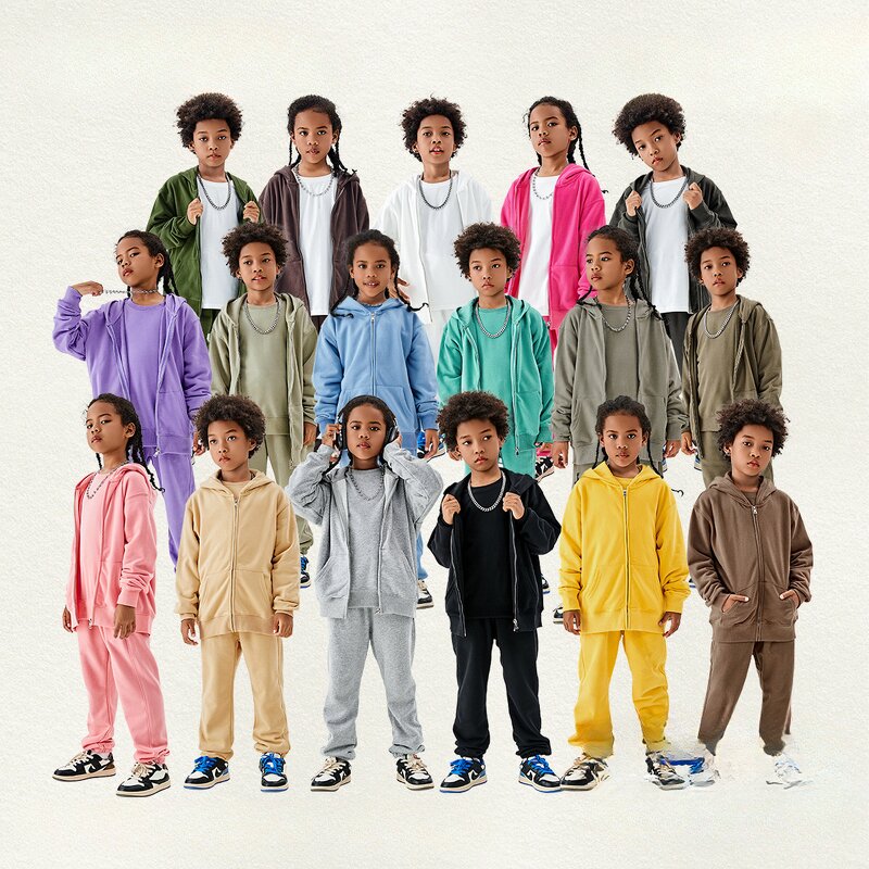 Children Clothing Manufacturer - OEM/ODM Custom Logo Cotton Zipper Fleece Set