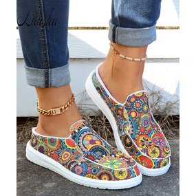 Boat Shoes Factory - OEM/ODM Bohemia Floral Print Slip-on Soft TPR Sole