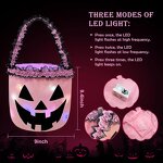Halloween Basket Manufacturer - OEM/ODM Custom Pumpkin Print Ruffle LED Bucket