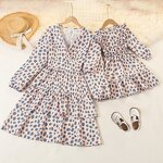 Mother Daughter Dress Manufacturer - OEM/ODM Princess Puff Long Sleeve V-neck Dress