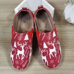 Canvas Shoes Manufacturer - OEM/ODM Christmas Santa Deer Print Loafers Sneakers