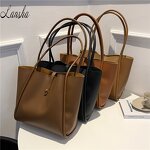 PU Leather Tote Bag Manufacturer - OEM/ODM Korean Simple Retro Brown Shoulder Bag