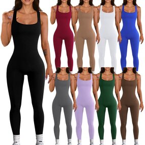 Women's Jumpsuit Manufacturer - OEM/ODM Custom Ribbed Gym Jumpsuit