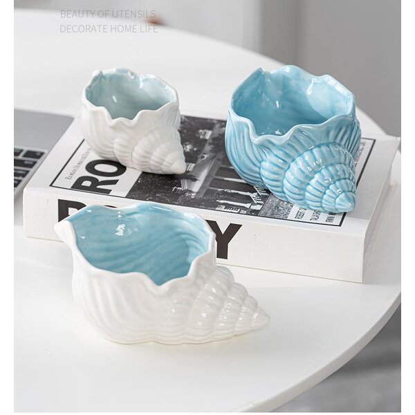 Ceramic Ashtray Manufacturer - OEM/ODM Custom Blue White Shell Cigar Ashtray