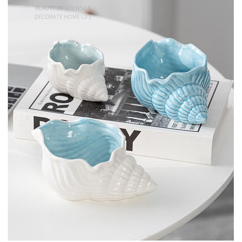 Ceramic Ashtray Manufacturer - OEM/ODM Custom Blue White Shell Cigar Ashtray