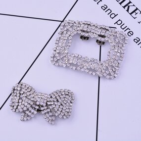 Shoe Buckle Manufacturer - OEM/ODM Custom Alloy Bow Diamond Shoe Flower