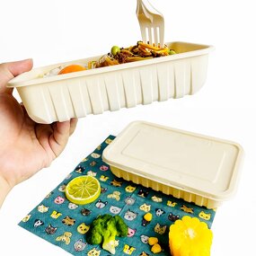 Corn Starch Food Container Factory - Custom Beige Color Takeaway