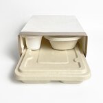 Sugarcane Tray Factory - Custom 4 Compartments with Lid OEM