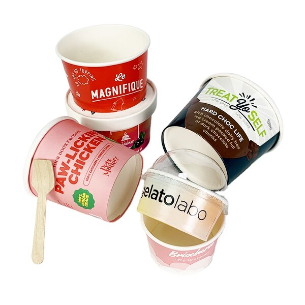 Paper Ice Cream Cup Factory - Custom 1-18oz with Lid OEM
