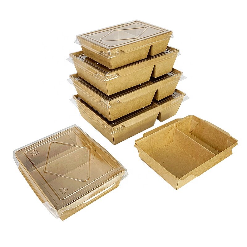 Food Tray with Lid Factory - Custom 2 Compartments Kraft