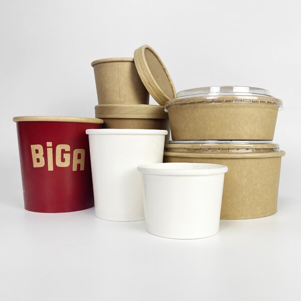 Double-Layer Soup Cup Supplier - Custom Kraft Paper Fast Food